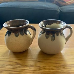 2 Handmade Drip Pottery Coffee Cups